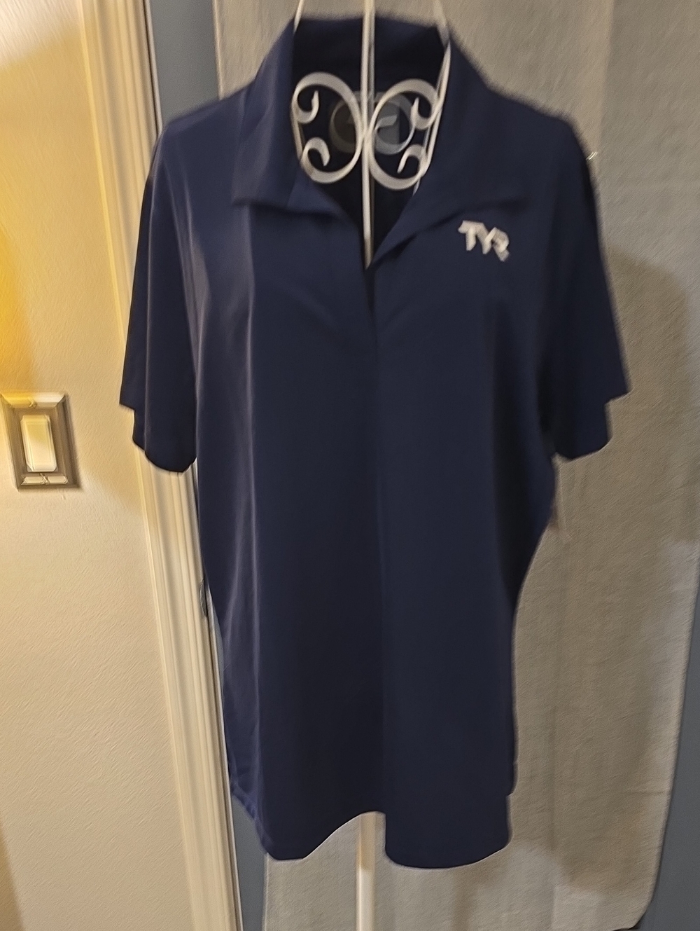 TYR Navy Short-Sleeve Polo with Embroidered Logo